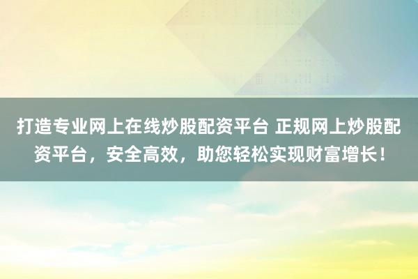 打造专业网上在线炒股配资平台 正规网上炒股配资平台，安全高效，助您轻松实现财富增长！